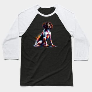 Lively Small Munsterlander Pointer in Vivid Splash Art Baseball T-Shirt